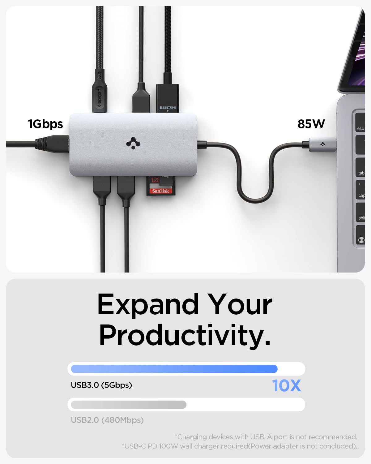 Amazon | Spigen 8-in-1 Macbook Air M2 USB-C ハブ [ 軽量 89g, 100W